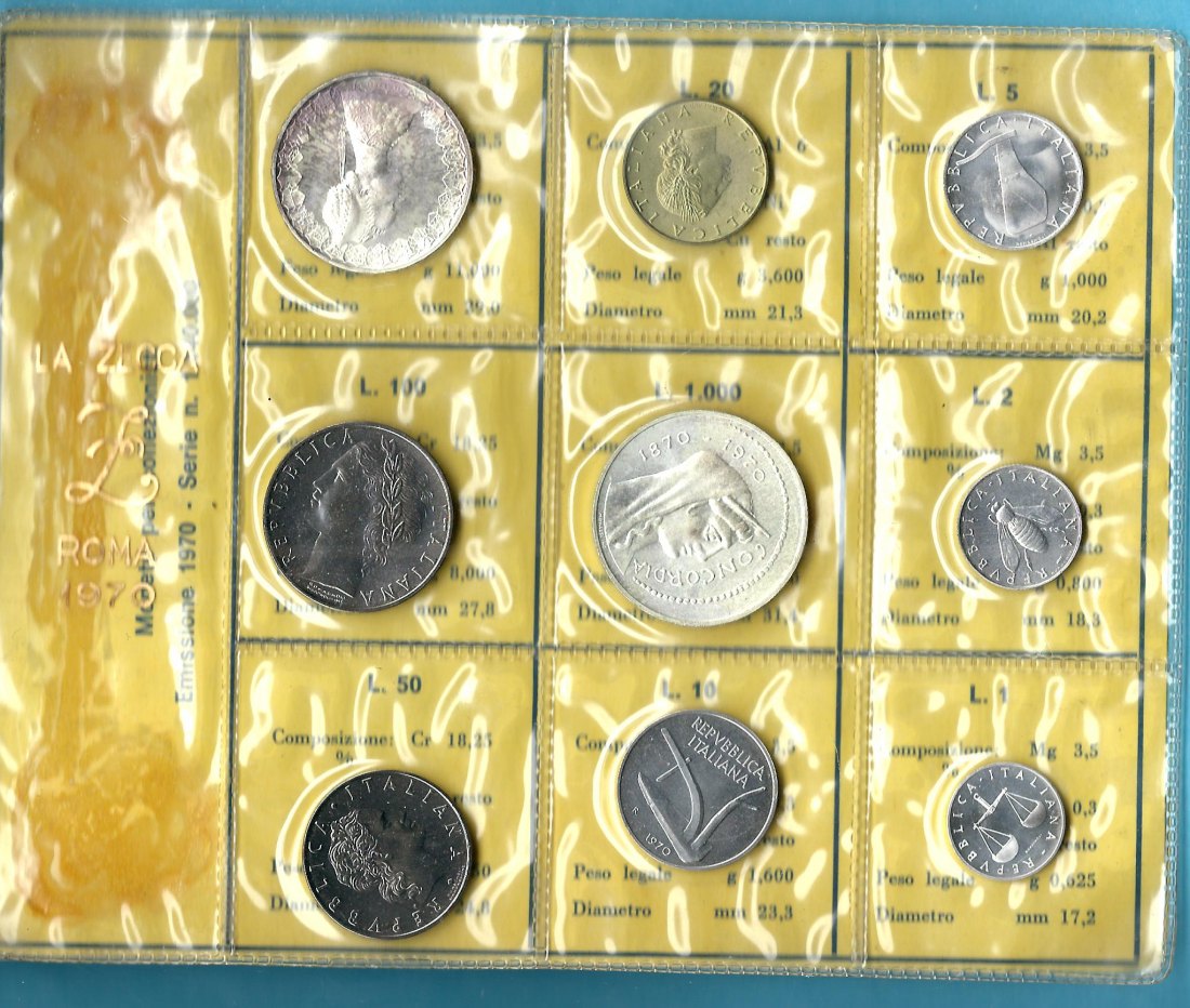  Italien KMS 1970 2x Silber  Golden Gate Münzenankauf Koblenz Frank Maurer AC805   