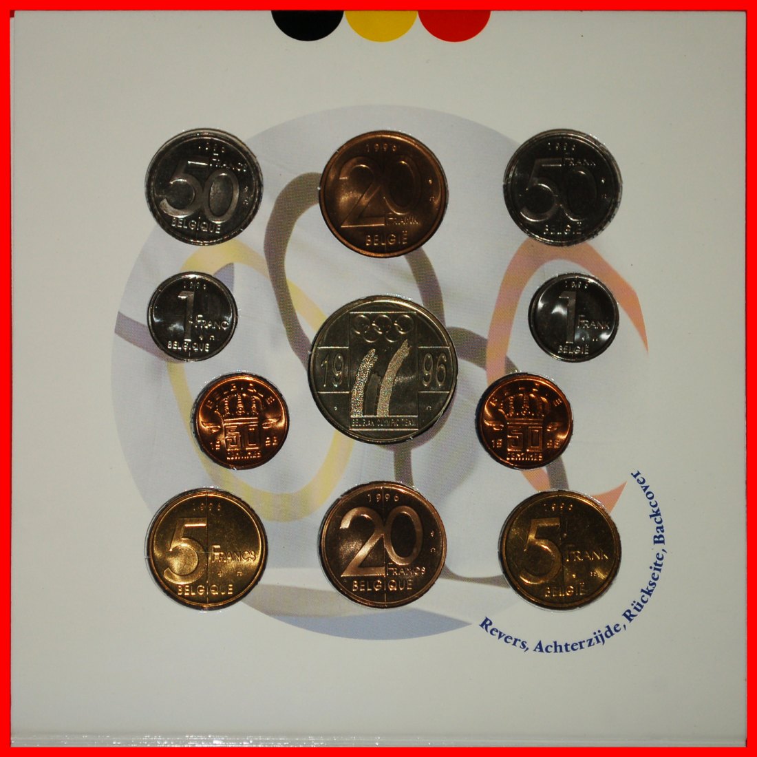  * USA OLYMPICS 1896-1996: BELGIUM ★ MINT SET 1996 10 COINS WITH MEDAL! ★LOW START★NO RESERVE!   