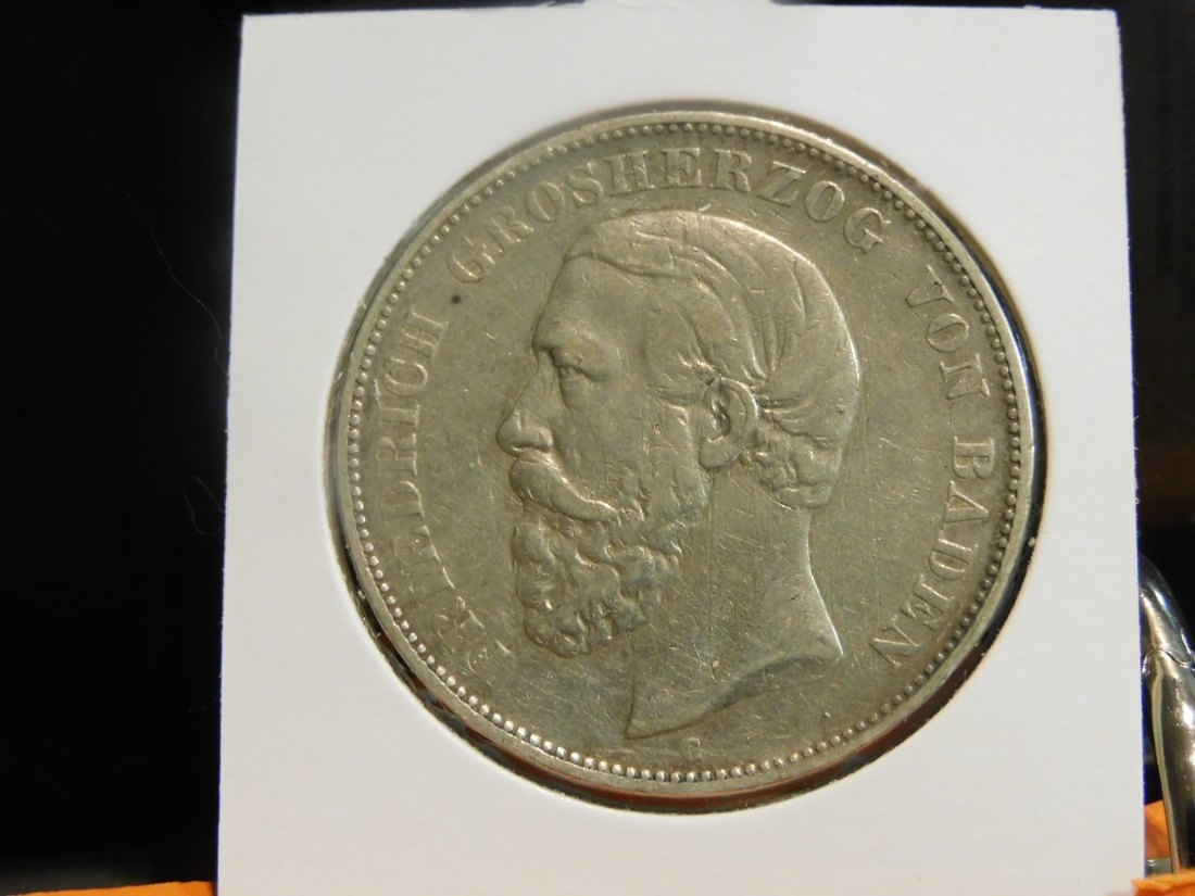  GERMANY 5 MARK 1875 BADEN.GRADE-PLEASE SEE PHOTOS.   