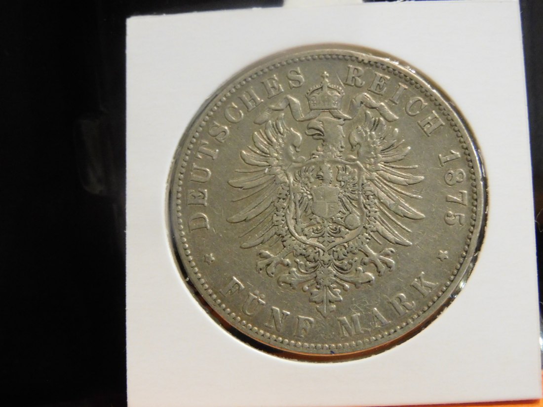  GERMANY 5 MARK 1875 BADEN.GRADE-PLEASE SEE PHOTOS.   
