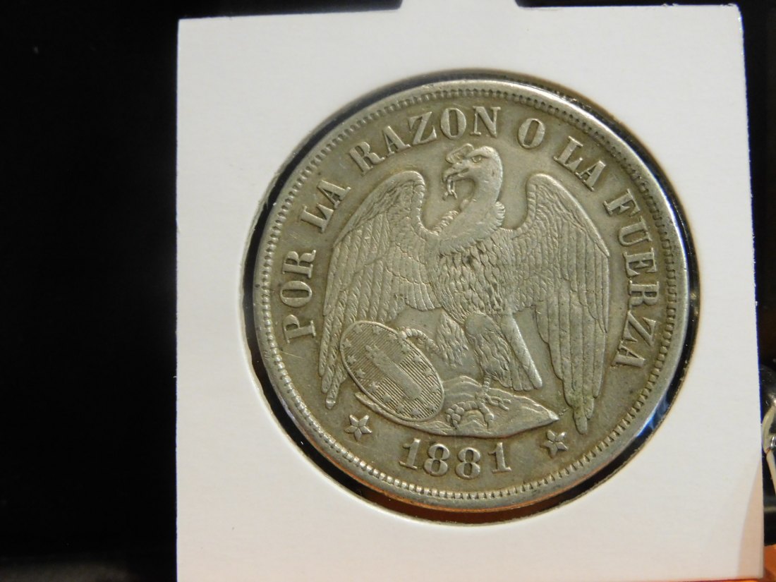  CHILE 1 PESO 1881.GRADE-PLEASE SEE PHOTOS.   