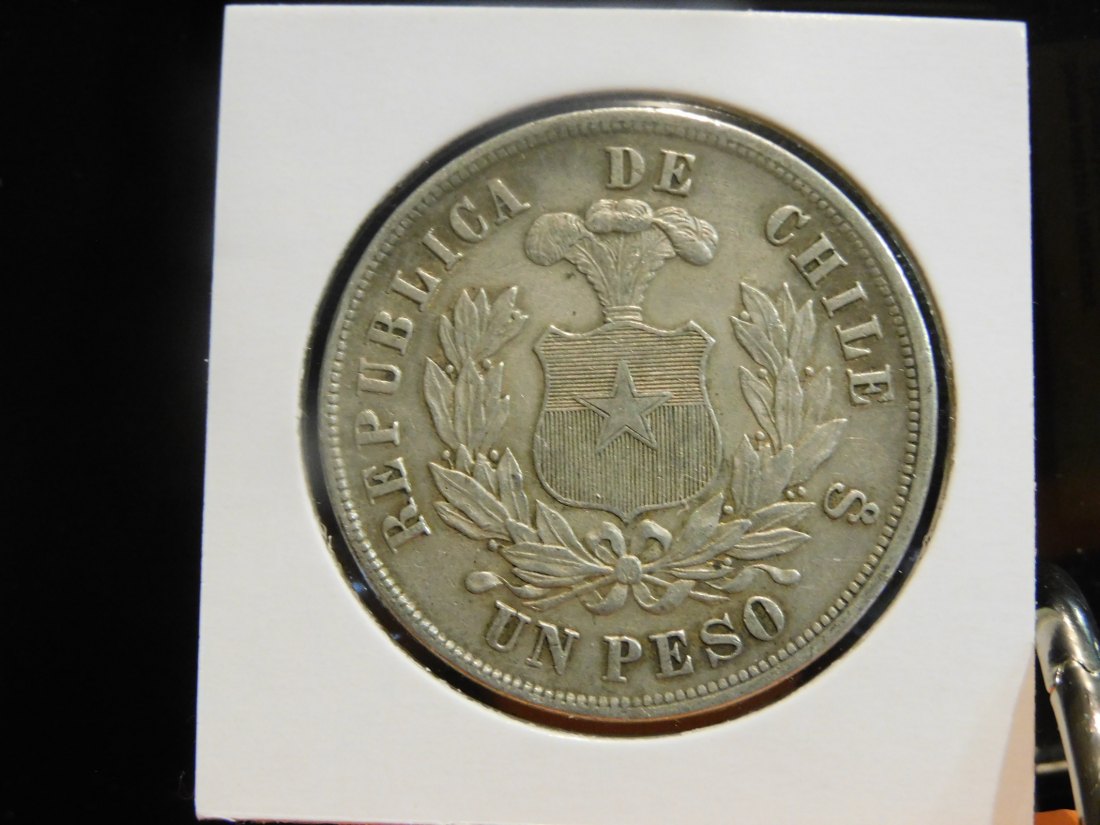  CHILE 1 PESO 1881.GRADE-PLEASE SEE PHOTOS.   