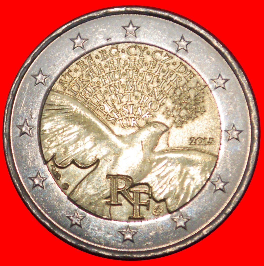 * DOVE OF PEACE: FRANCE ★ 2 EURO 2015! End of World War (1939-1945) LOW START! ★ NO RESERVE!