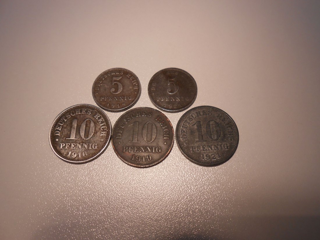  EF1. Kaiserreich Weimarer Republik 5er Lot_5 und 10Pfennig   