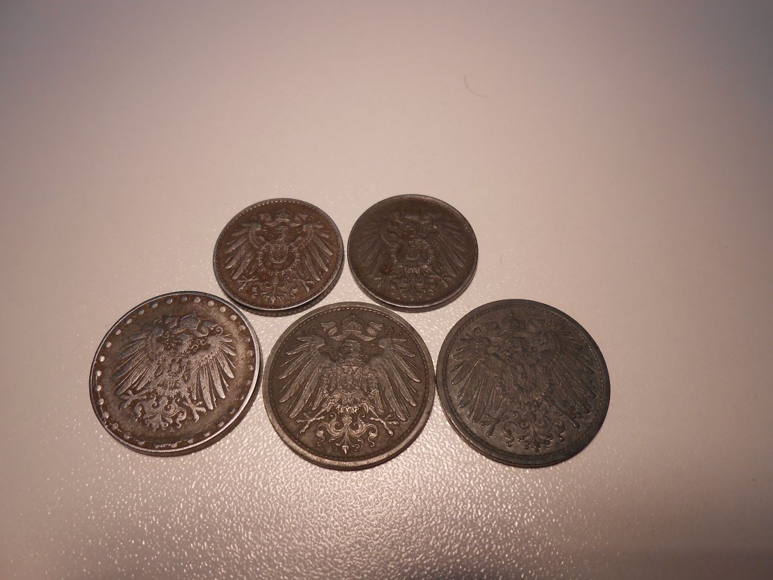  EF1. Kaiserreich Weimarer Republik 5er Lot_5 und 10Pfennig   