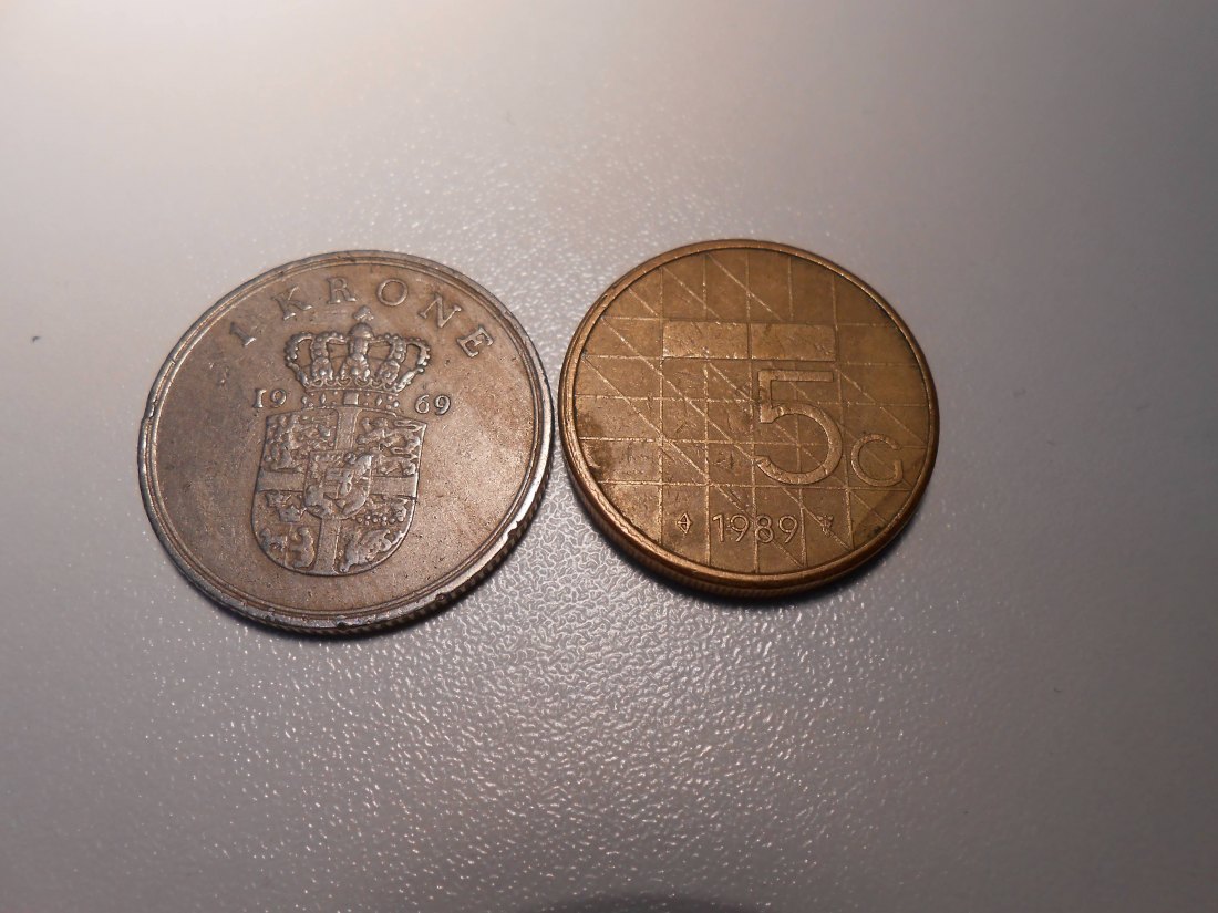  EF11.Dänemark/Niederlande 2erLot 1 Krone 1969 // 5 Gulden 1989   