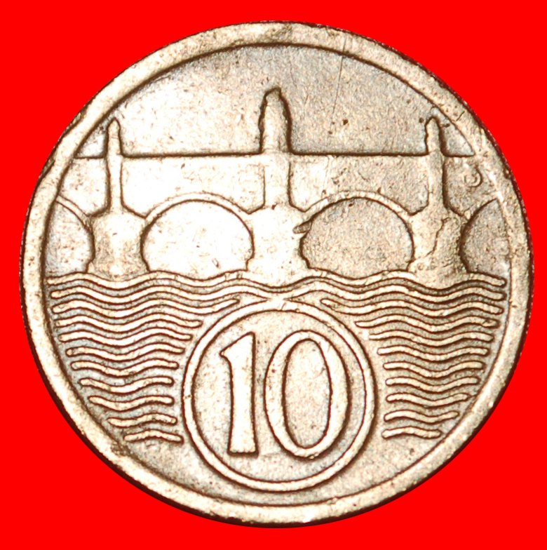  * BRIDGE (1922-1938): CZECHOSLOVAKIA ★ 10 HELLER 1927 LION!★LOW START ★ NO RESERVE!   