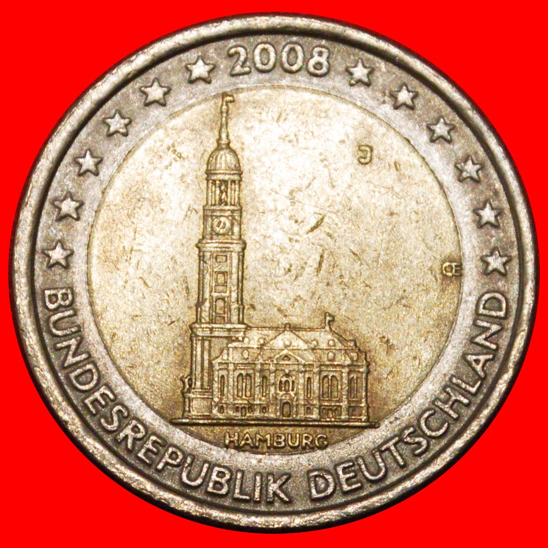  * HAMBURG: DEUTSCHLAND ★ 2 EURO 2008J NICHT ALTE KARTE! ★OHNE VORBEHALT!   
