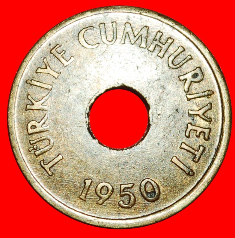 * CENTRAL HOLE (1947-1951): TURKEY ★ 1 KURUS 1950! ★LOW START★ NO RESERVE!   