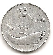  Italy 5 Lira 1955 #154   