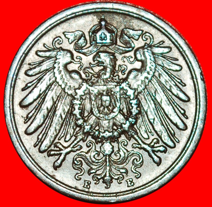 * ADLER (1904-1916): DEUTSCHLAND ★ 2 PFENNIG 1908E SACHEN UNGEWÖHNLICH! WILHELM II. ★OHNE VORBEHALT!   