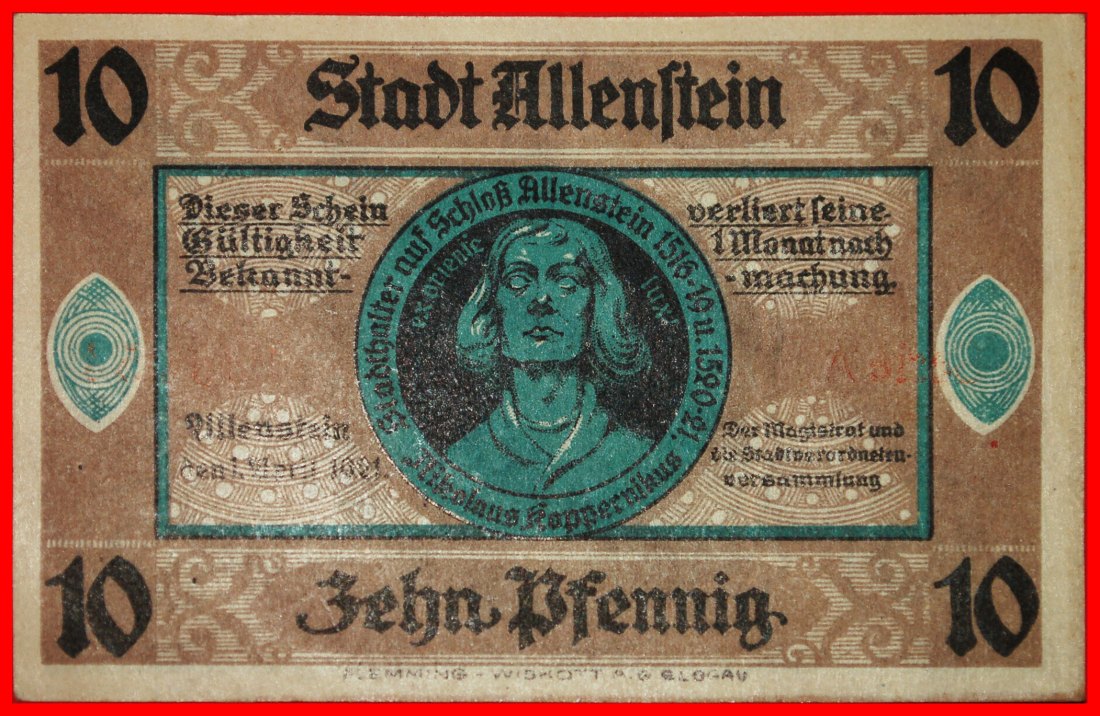 * EAST PRUSSIA 1516: GERMANY ALLENSTEIN POLAND OLSZTYN★10 PFENNIGS 1921 GLOGAU★LOW START★NO RESERVE!