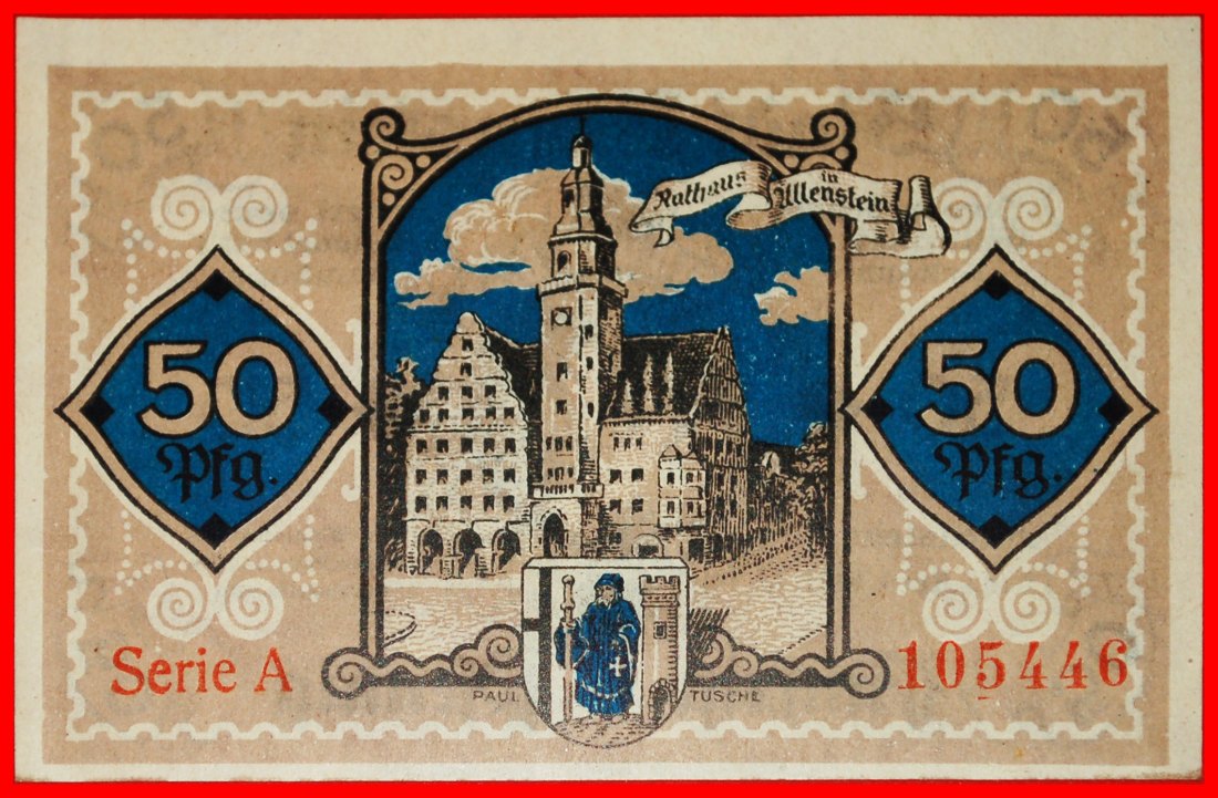 * EAST PRUSSIA 1920: GERMANY ALLENSTEIN POLAND OLSZTYN★50 PFENNIGS 1921 GLOGAU★LOW START★NO RESERVE!