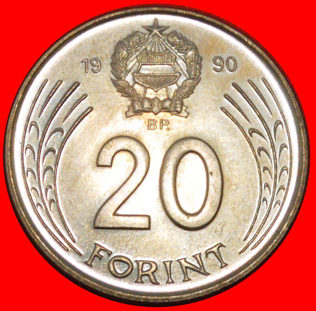  * SELTEN NACH-KOMMUNISTISCHER TYP: UNGARN ★ 20 FORINT 1990 STG STEMPELGLANZ!★OHNE VORBEHALT!   