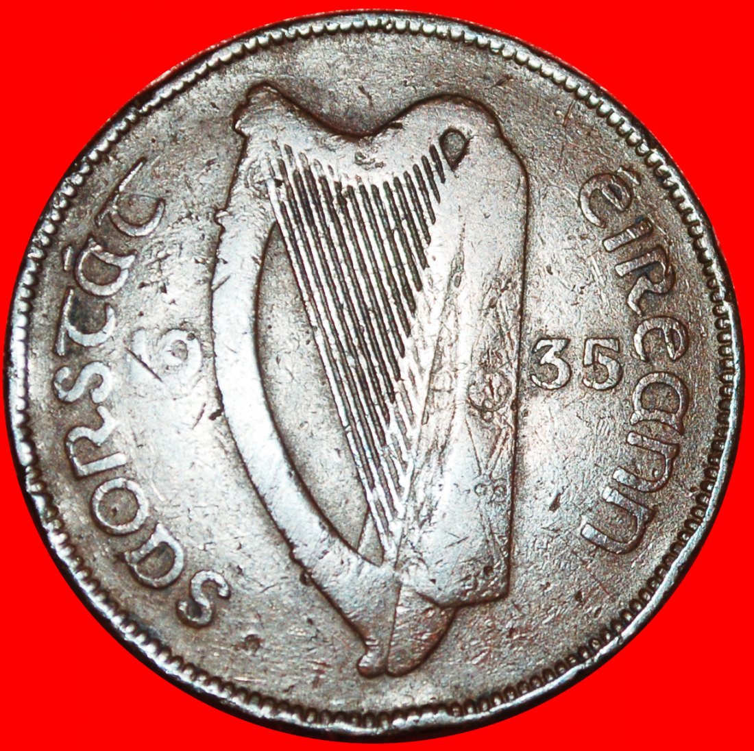  * GREAT BRITAIN (1928-1937): IRELAND ★ 1 PENNY 1935 HEN & 4 CHICKS! ★LOW START ★ NO RESERVE!   