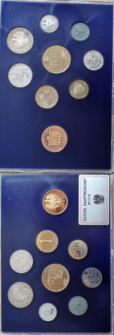  Österreich Münzset 5 Groschen  - 20 Schilling 9 Münzen 1981  FM-Frankfurt Kupfer-Nickel, Bronze   