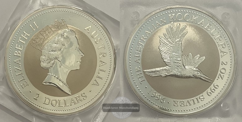  Australien  2 Dollar 1996 Kookaburra  FM-Frankfurt Feingewicht: 62,2g   