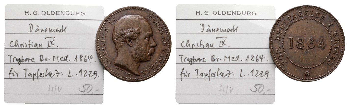  Medaille; Dänemark 1864; Bronze; 10,75 g; Ø 30,56   