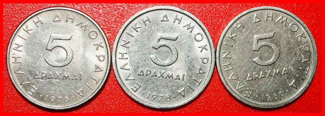 *KOMPLETT-SET LEHRER VON ALEXANDER III. 336-323 vdZ:GRIECHENLAND★5 DRACHMEN 1976-1980★OHNE VORBEHALT   