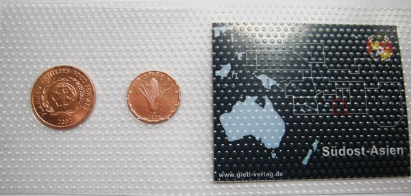  Tonga, 1 centi 2005 und 2 centi 2002 im Blister   