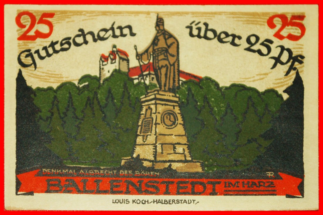 *ANHALT:GERMANY BALLENSTEDT★25 PFENNIGS 1921! TO BE PUBLISHED! HALBERSCHTADT★LOW START ★ NO RESERVE!