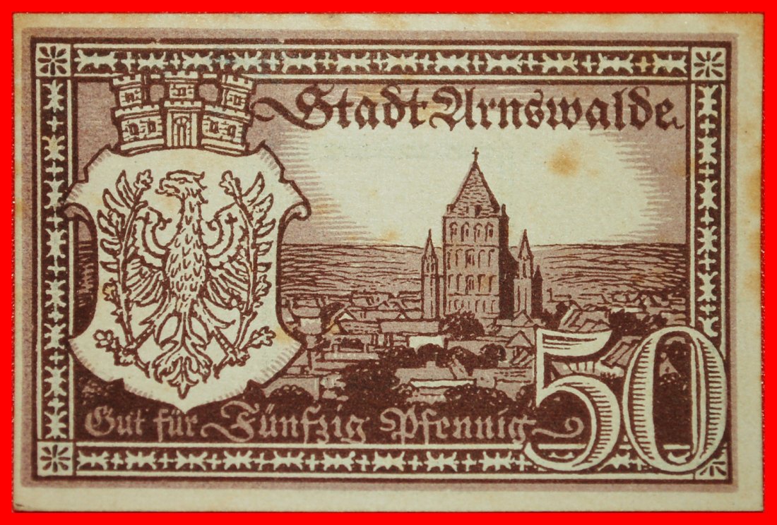 * BRANDENBURG (1920-1922): GERMANY ARNSWALDE POLAND★50 PFENNIGS 1921 LEIPZIG★LOW START ★ NO RESERVE!
