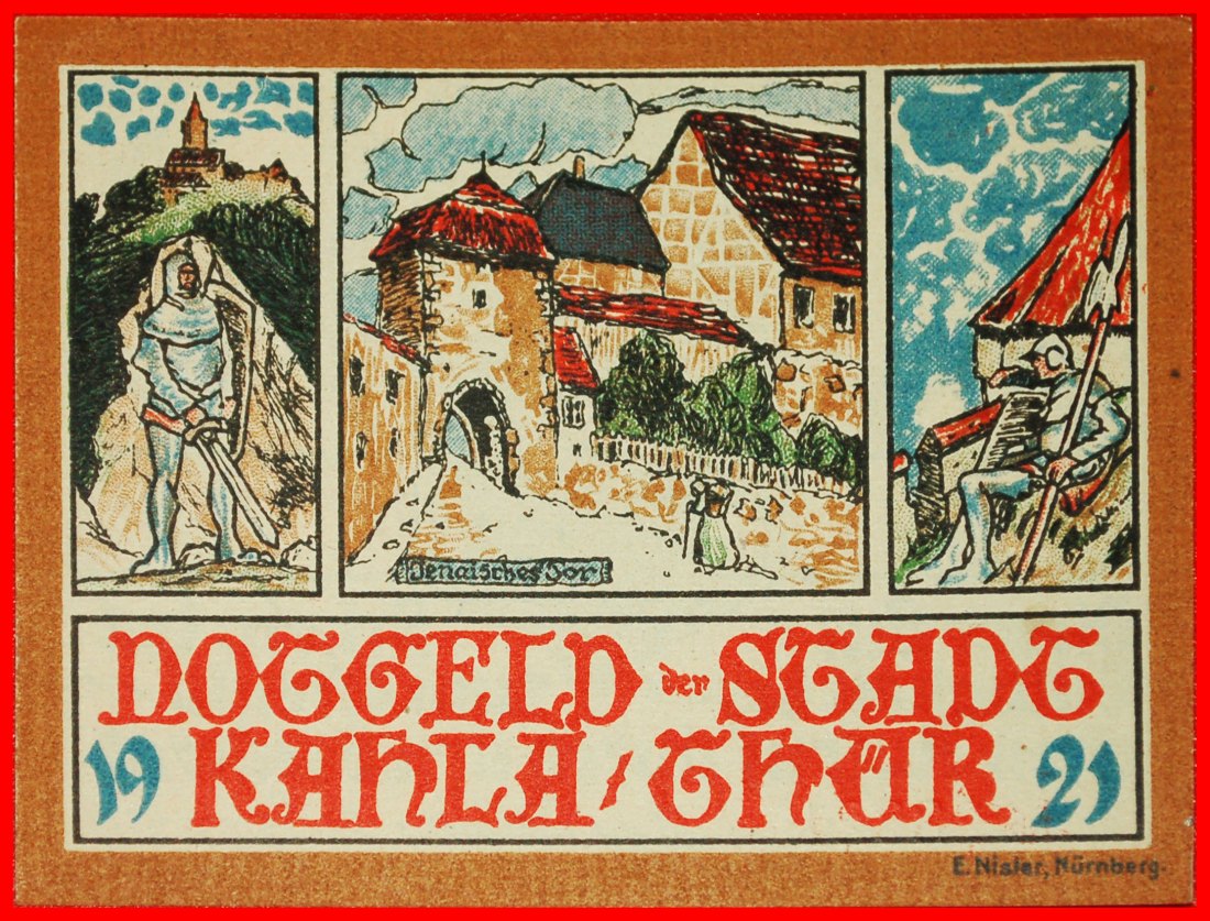 * THURINGIA: GERMANY KAHLA ★ 10 PFENNIGS 1921 DRAGON NUERNBERG STAR OF DAVID★LOW START ★ NO RESERVE!
