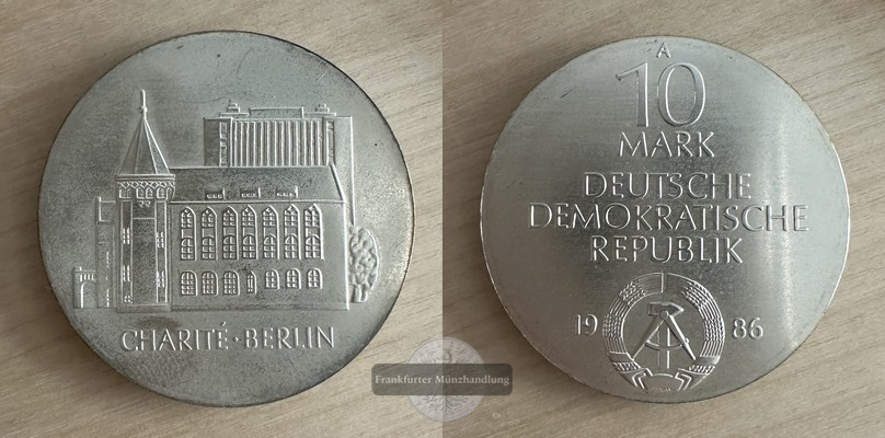  DDR  10 Mark  1986 Charité Berlin A FM-Frankfurt  Feinsilber: 8,5g   