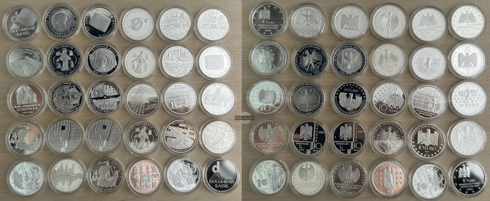  BRD  30 x 10 Euro diverse Jahrgänge (2002-2007 möglich)  FM-Frankfurt   Feinsilber:499,5g   