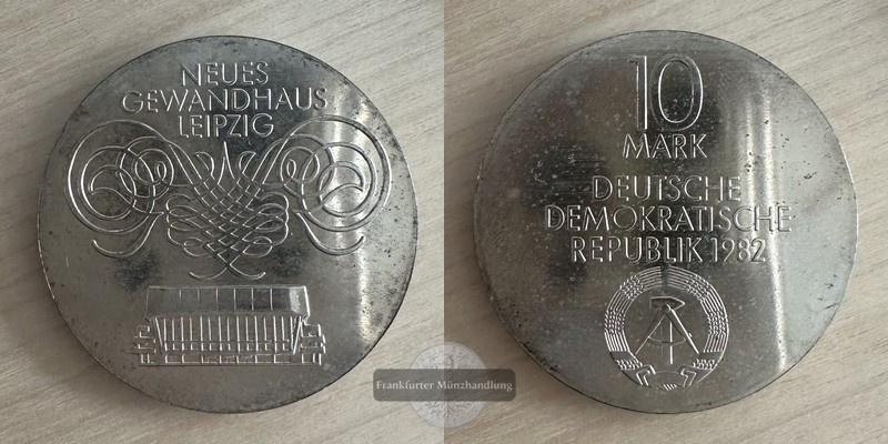  DDR  10 Mark  1982 Neues Gewandhaus Leipzig  FM-Frankfurt  Feinsilber: 8,5g   