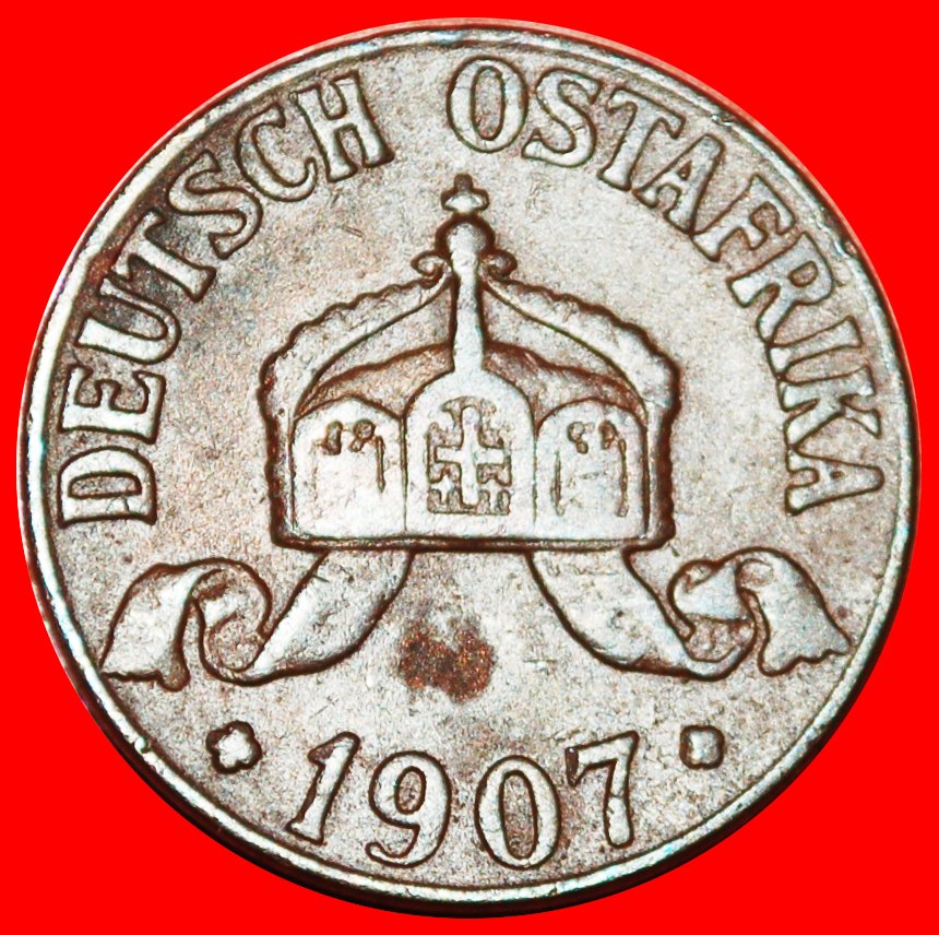  * HAMBURG (1904-1913):GERMAN EAST AFRICA★1 HELLER 1907J★WILHELM II 1888-1918★LOW START ★ NO RESERVE!   