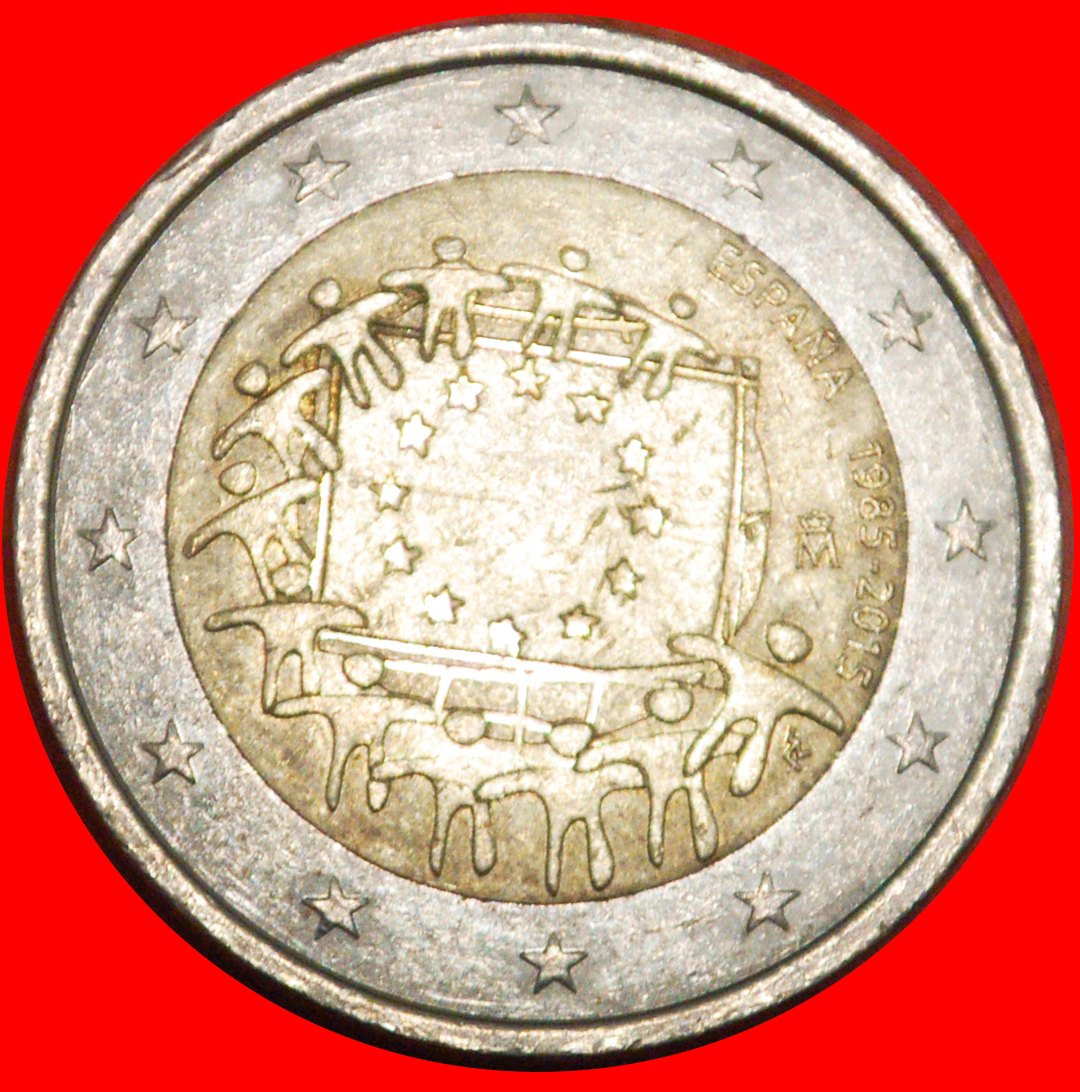  * FLAG: SPAIN ★ 2 EURO 1985-2015! NON-PHALLIC TYPE!★LOW START ★ NO RESERVE!   