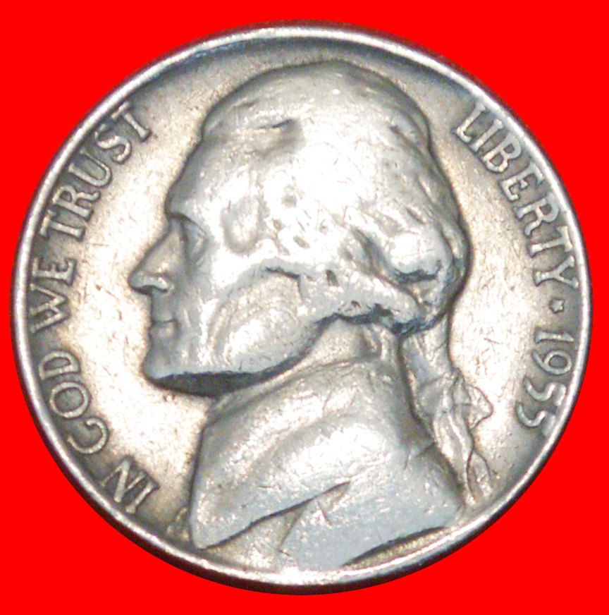 * MONTICELLO (1938-2003): USA ★ 5 CENT 1955D! JEFFERSON (1801-1809)★OHNE VORBEHALT!