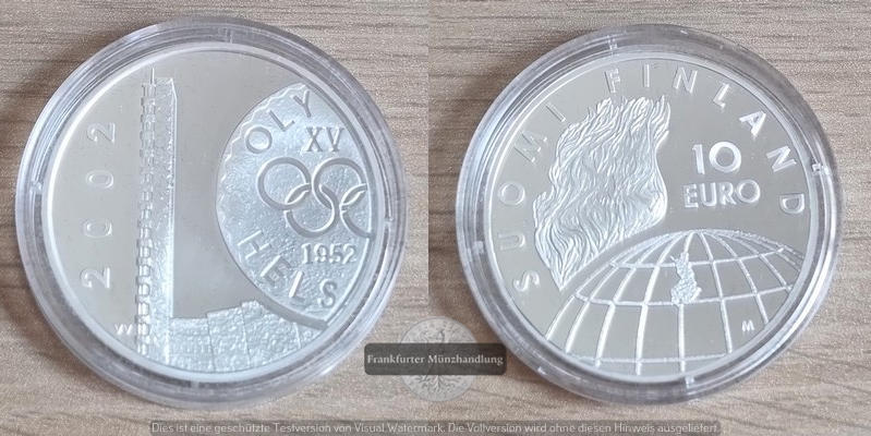  Finnland 10€ 2002 50. Jahrestag Olympische Spiele in Helsinki FM-Frankfurt KM#107 Feinsilber: 25,35g   