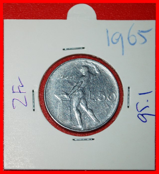 * NUDE VULCAN (1954-1989): ITALY ★ 50 LIRAS 1965R! IN HOLDER!★LOW START ★ NO RESERVE!