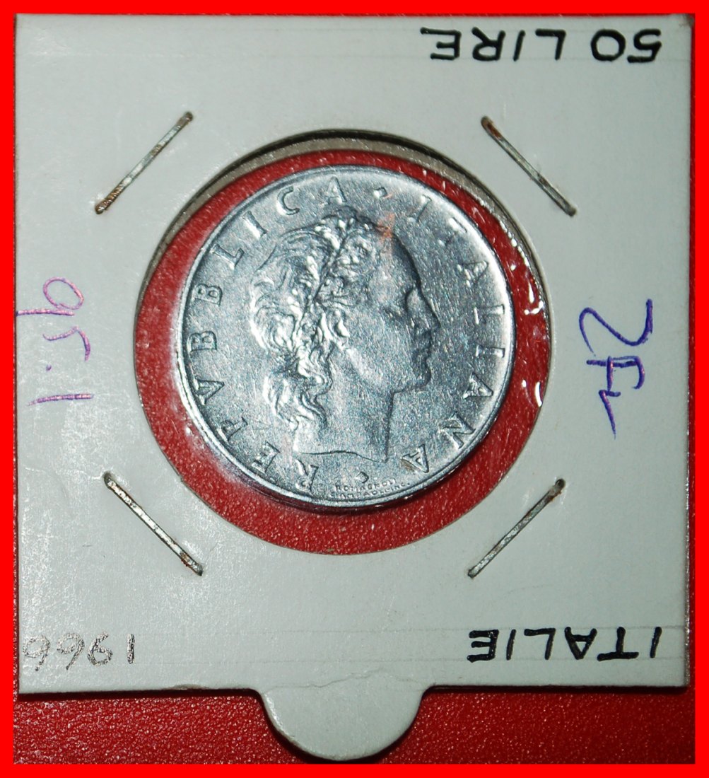  * NUDE VULCAN (1954-1989): ITALY ★ 50 LIRAS 1966R! IN HOLDER! ★LOW START ★ NO RESERVE!   