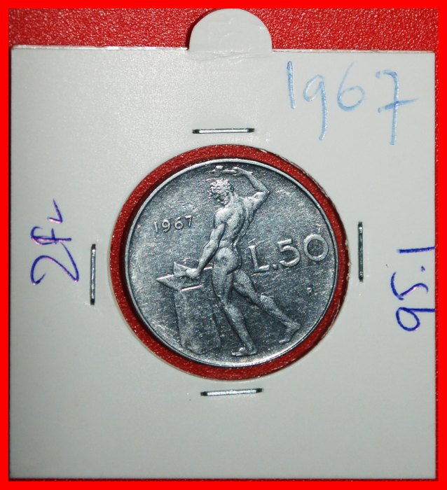 * NUDE VULCAN (1954-1989): ITALY ★ 50 LIRAS 1967R! IN HOLDER! ★LOW START ★ NO RESERVE!