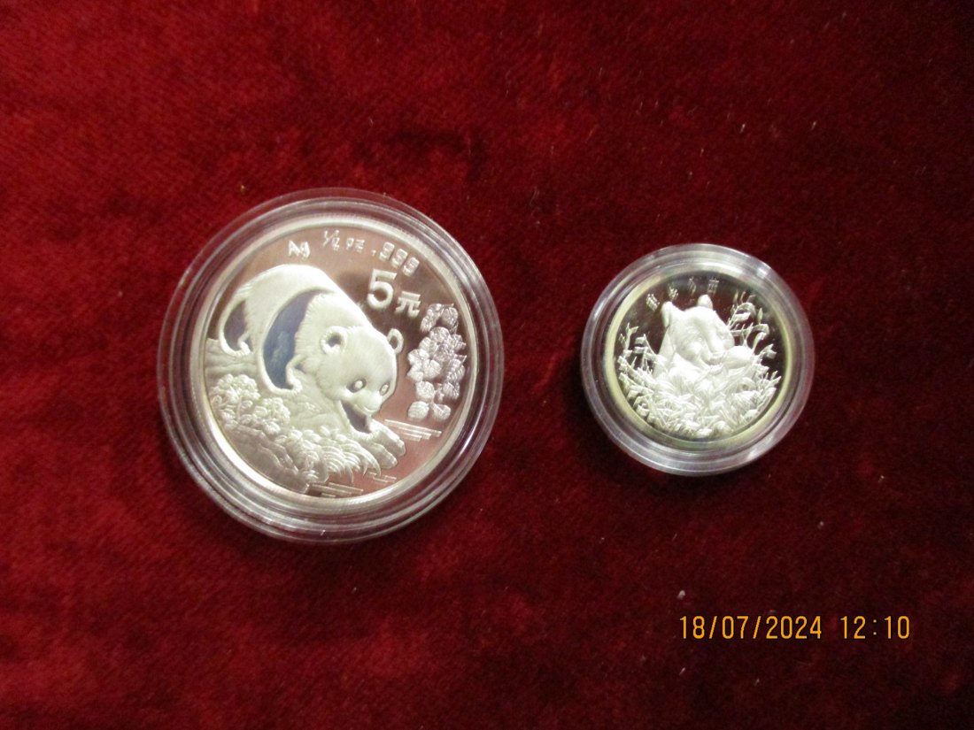  5 Yuan Panda China 1994 + Panda - Medaille Silber 999er/P11   