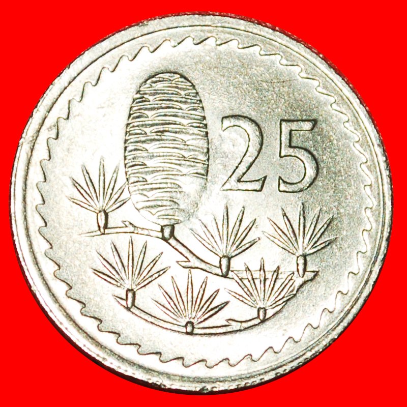* GREAT BRITAIN (1963-1982):CYPRUS★25 MILS 1980 CEDAR of LEBANON★MINT LUSTRE★LOW START ★ NO RESERVE!