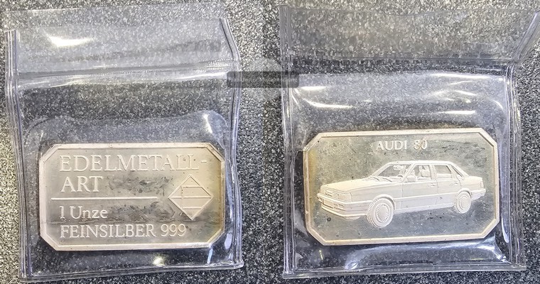  Deutschland,  Silberbarren zu 1 Unze - Edelmetall Art  FM-Frankfurt  Feinsilber: 31,1g   