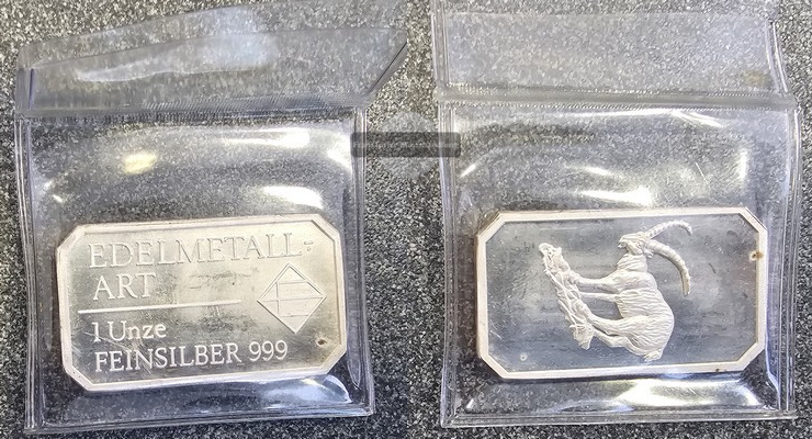  Deutschland,  Silberbarren zu 1 Unze - Edelmetall Art  FM-Frankfurt  Feinsilber: 31,1g   