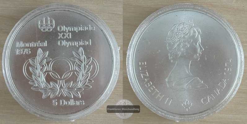  Kanada 5 Dollar 1974 Montreal Olympics '76  FM-Frankfurt  Feinsilber:22,477g   