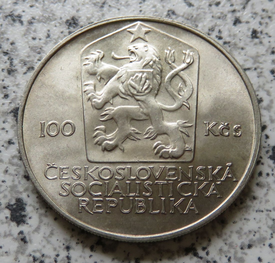  Tschechoslowakei 100 Korun 1985, 10. Jahrestag Friedensverhandlungen Helsinki   