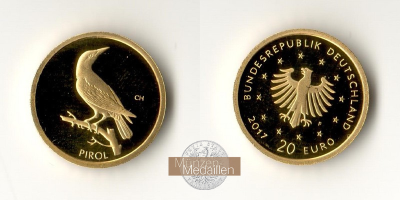 BRD   20 Euro MM-Frankfurt Feingold: 3,88g Native birds - Pirol 2017 F 