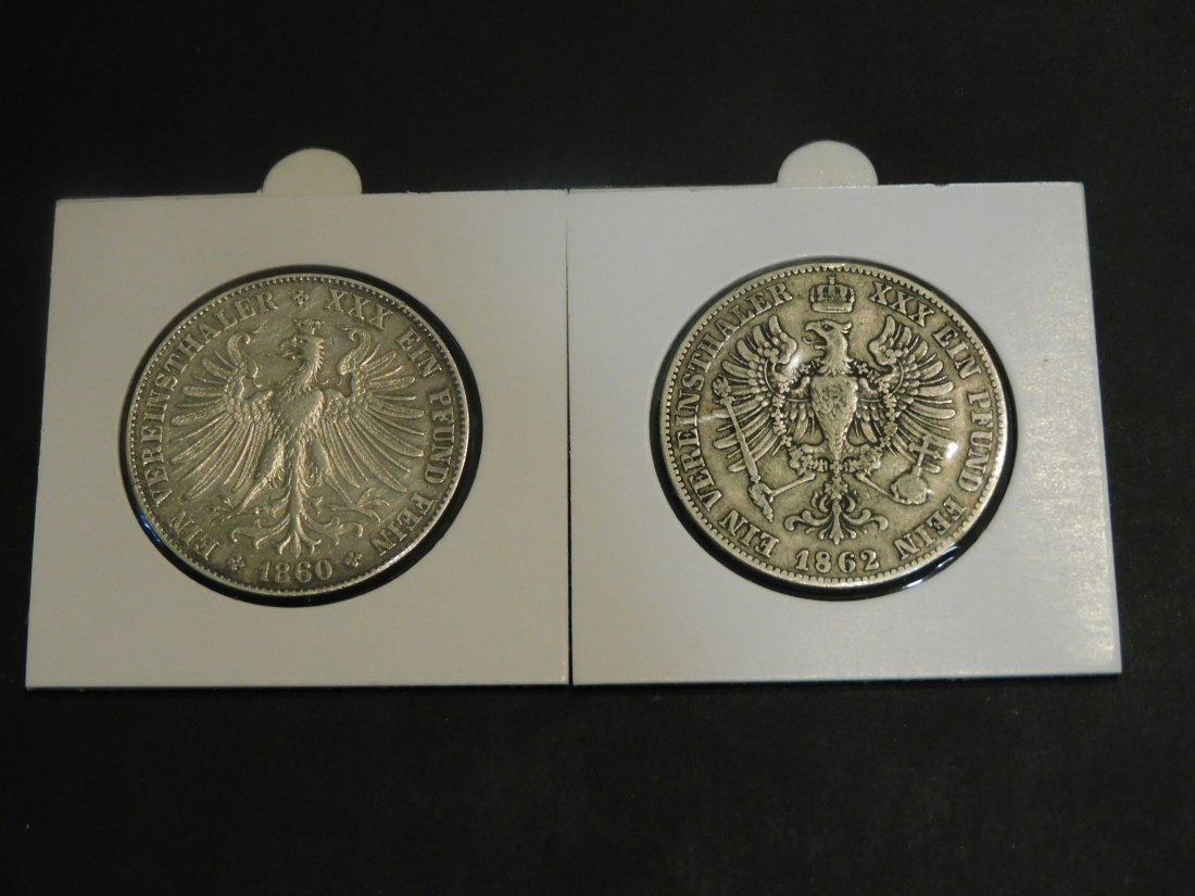  GERMANY 2X1 THALER 1860 FRANKFURT-1862 PRUSSIA.GRADE-PLEASE SEE PHOTOS.   