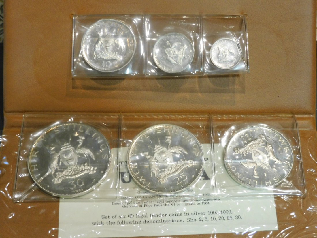  UGANDA 1969 COIN SET FOR POPEPAUL VI VISIT.GRADE-PLEASE SEE PHOTOS.   