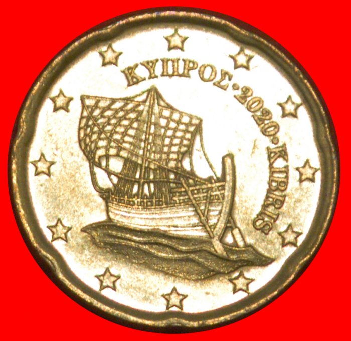 *2 SOLD GREECE (2008-2024): CYPRUS ★ 20 CENT 2020! NORDIC GOLD MINT LUSTRE! LOW START★ NO RESERVE!!!