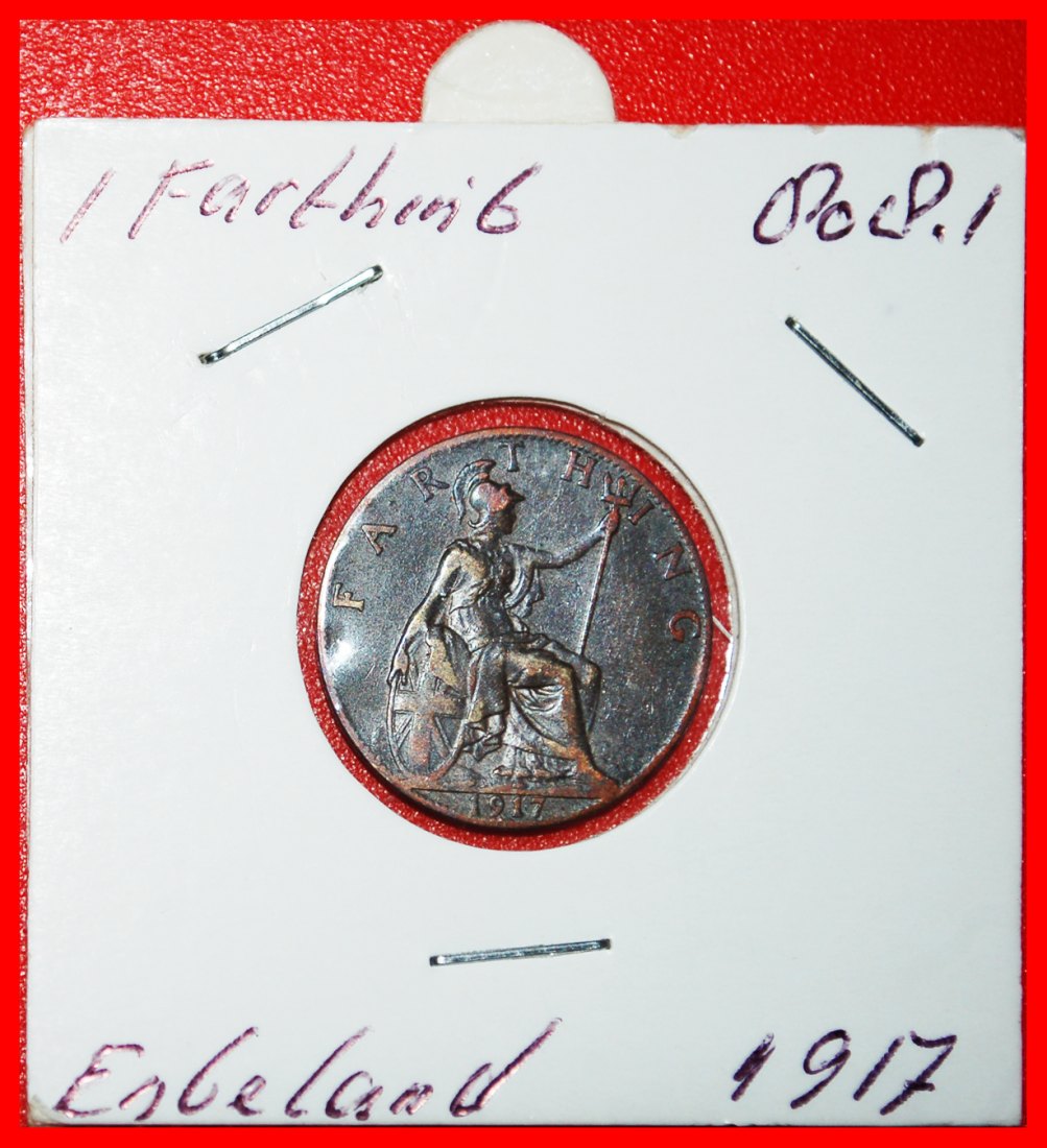 * BRITAIN MISTRESS OF SEAS: UNITED KINGDOM★FARTHING 1917! GEORGE V (1911-1936)★LOW START★NO RESERVE!