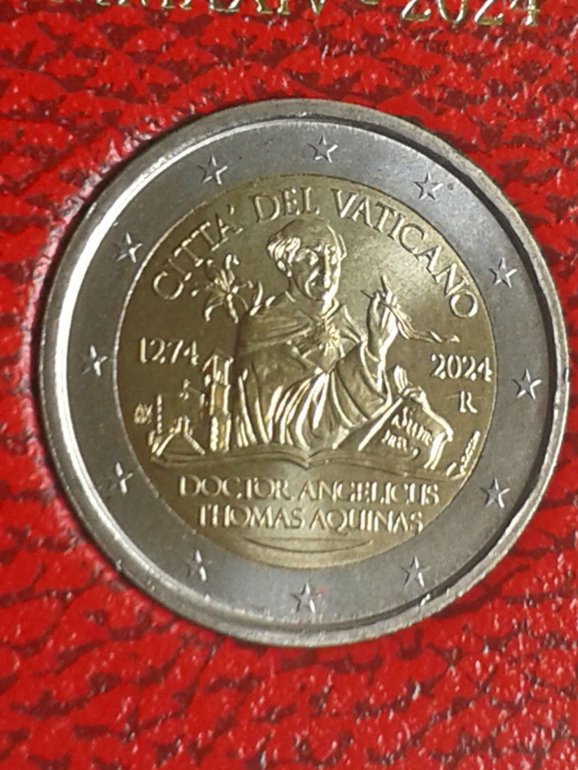 Original 2 euro 2024 Vatikan Thomas von Aquin im Folder/Blister 2 euro 2024 Aquin im Klappfolder