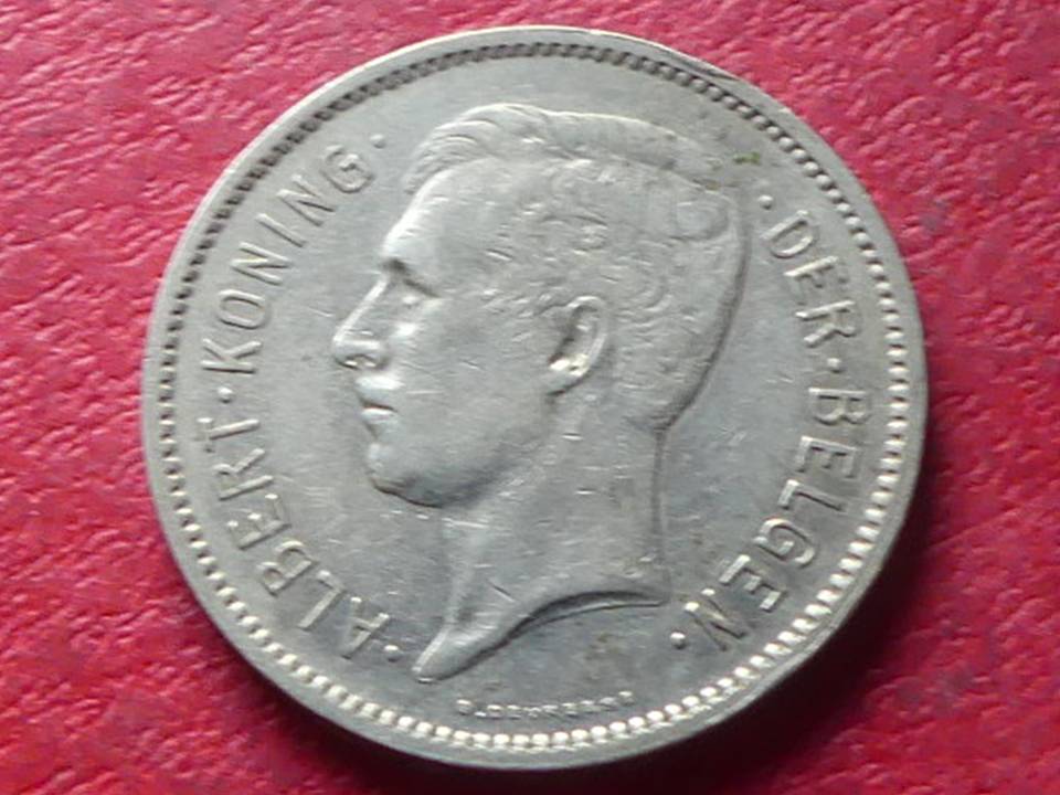  Große Münze Belgien 5 Frank  - Een Belga 1930, König Albert   
